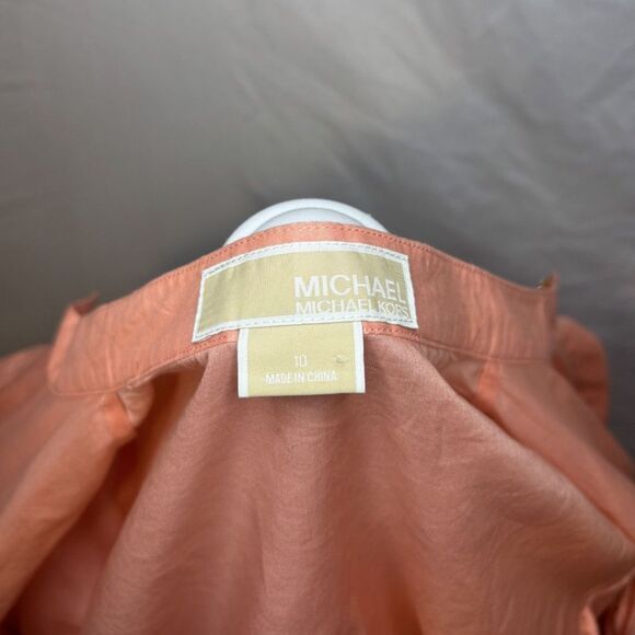 MICHAEL Michael Kors Peach Ruffled Linen Button Up Blouse Womens Designer NWT - Picture 8 of 8